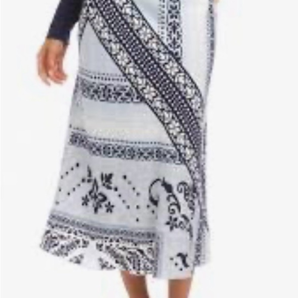 Fifteen Twenty Printed Midi Skirt in White and Black